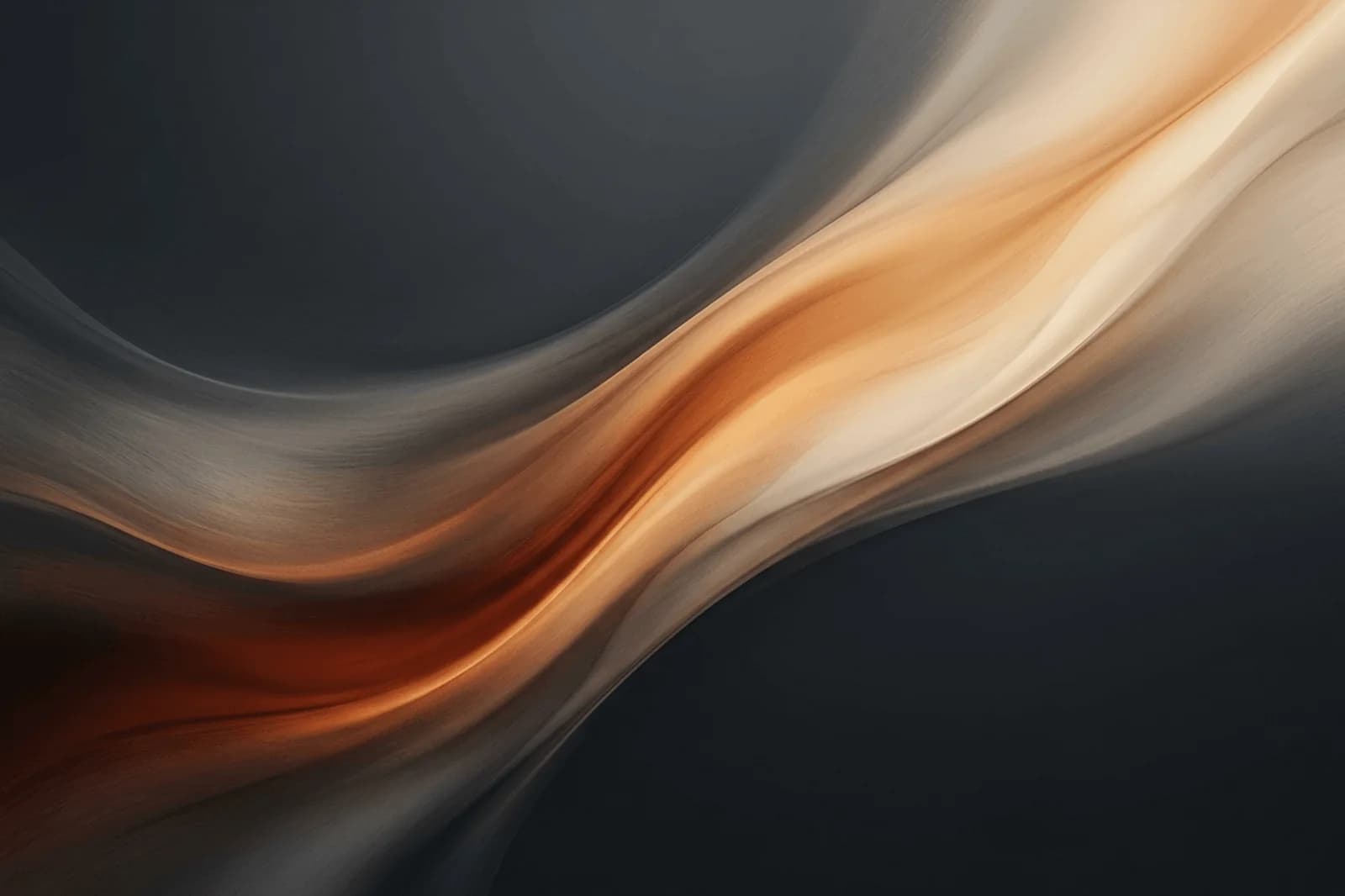 Dark abstract web background with ember cream current, graphite space, and restrained cinematic energy