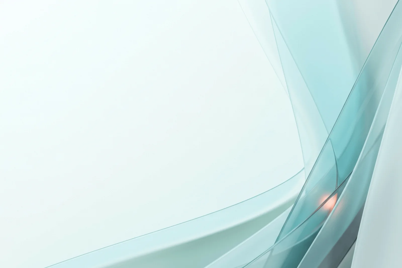 Light product-safe abstract background with ivory space, aqua glass veils, and soft coral reflection