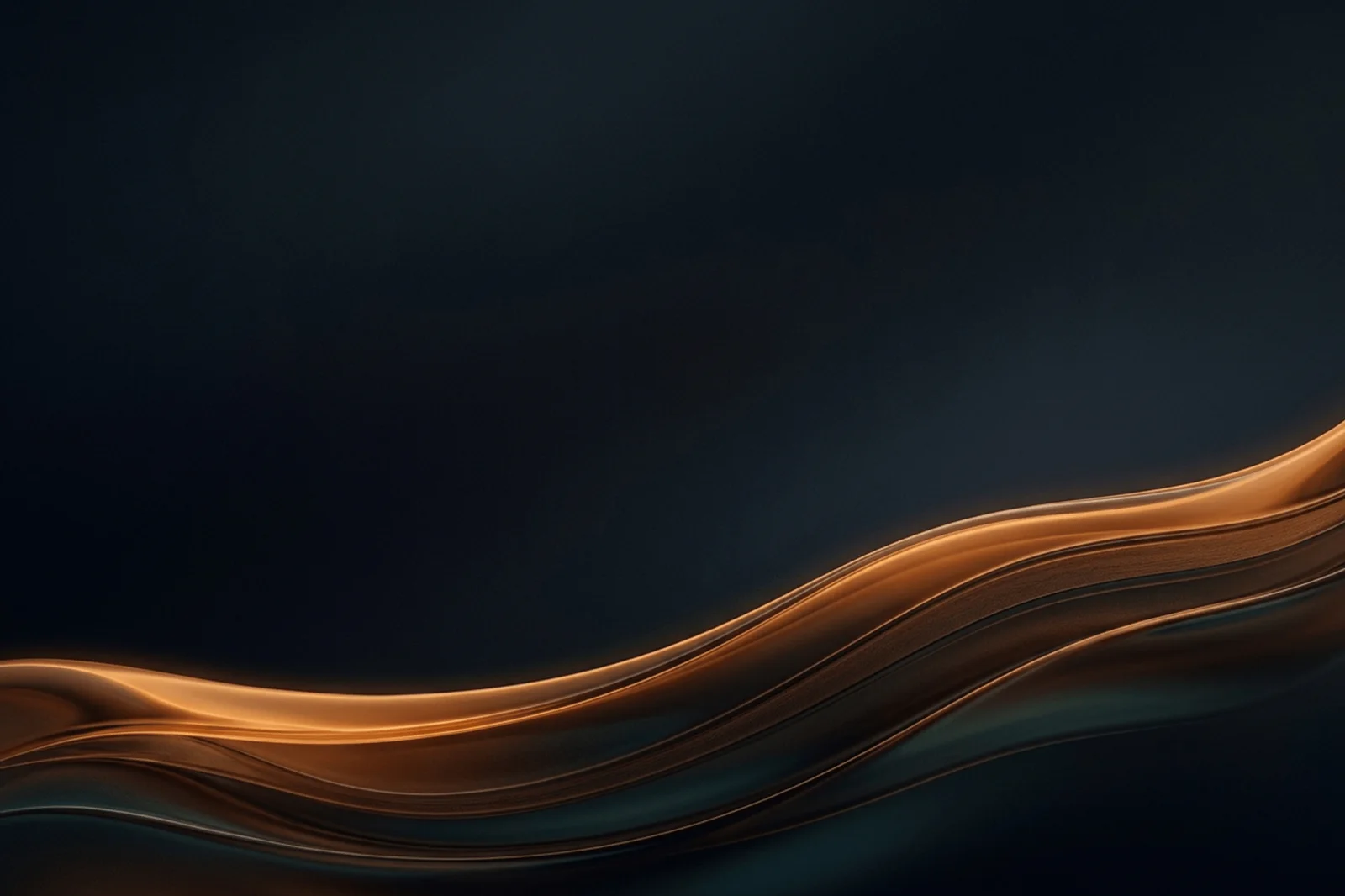 Premium dark abstract background with midnight depth, amber current, and smooth editorial glow