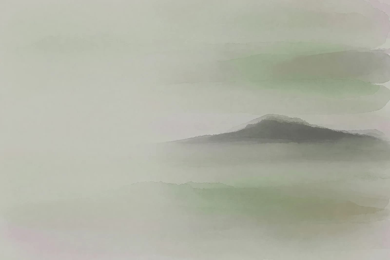 Soft pale mist editorial wash with a quiet dissolved ridge and open left text space