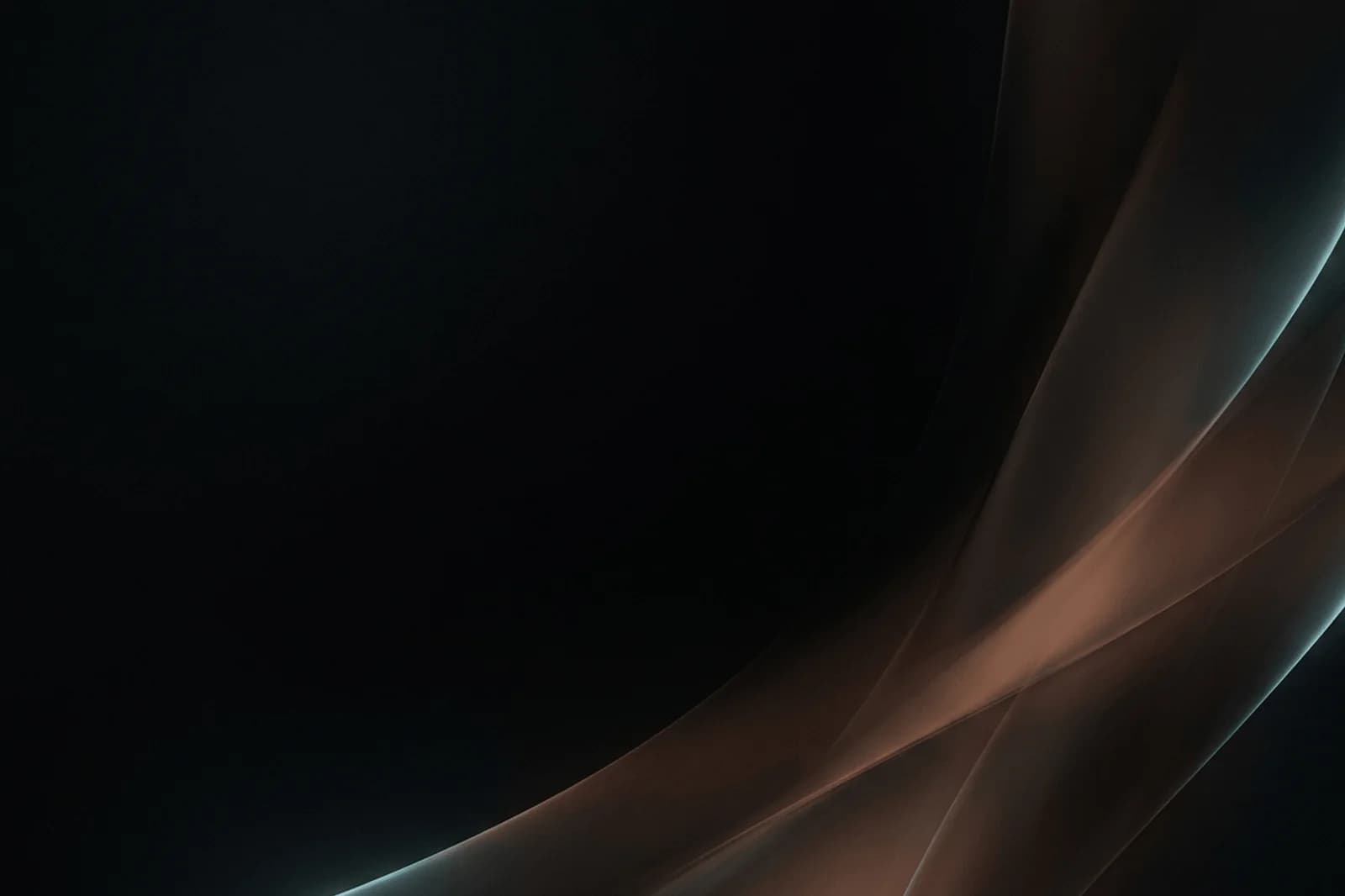 Obsidian abstract website background with copper veils, dark negative space, and subtle depth