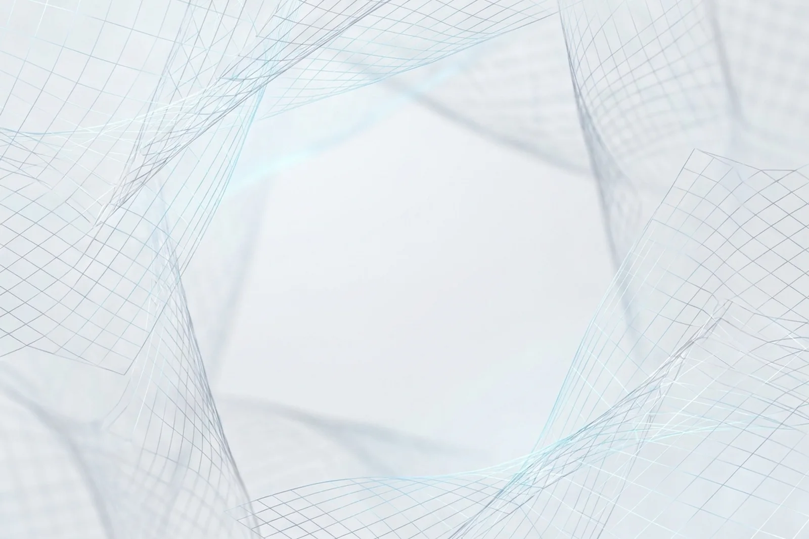 Light abstract website background with porcelain silver wire-mesh lattice planes and calm open center for text