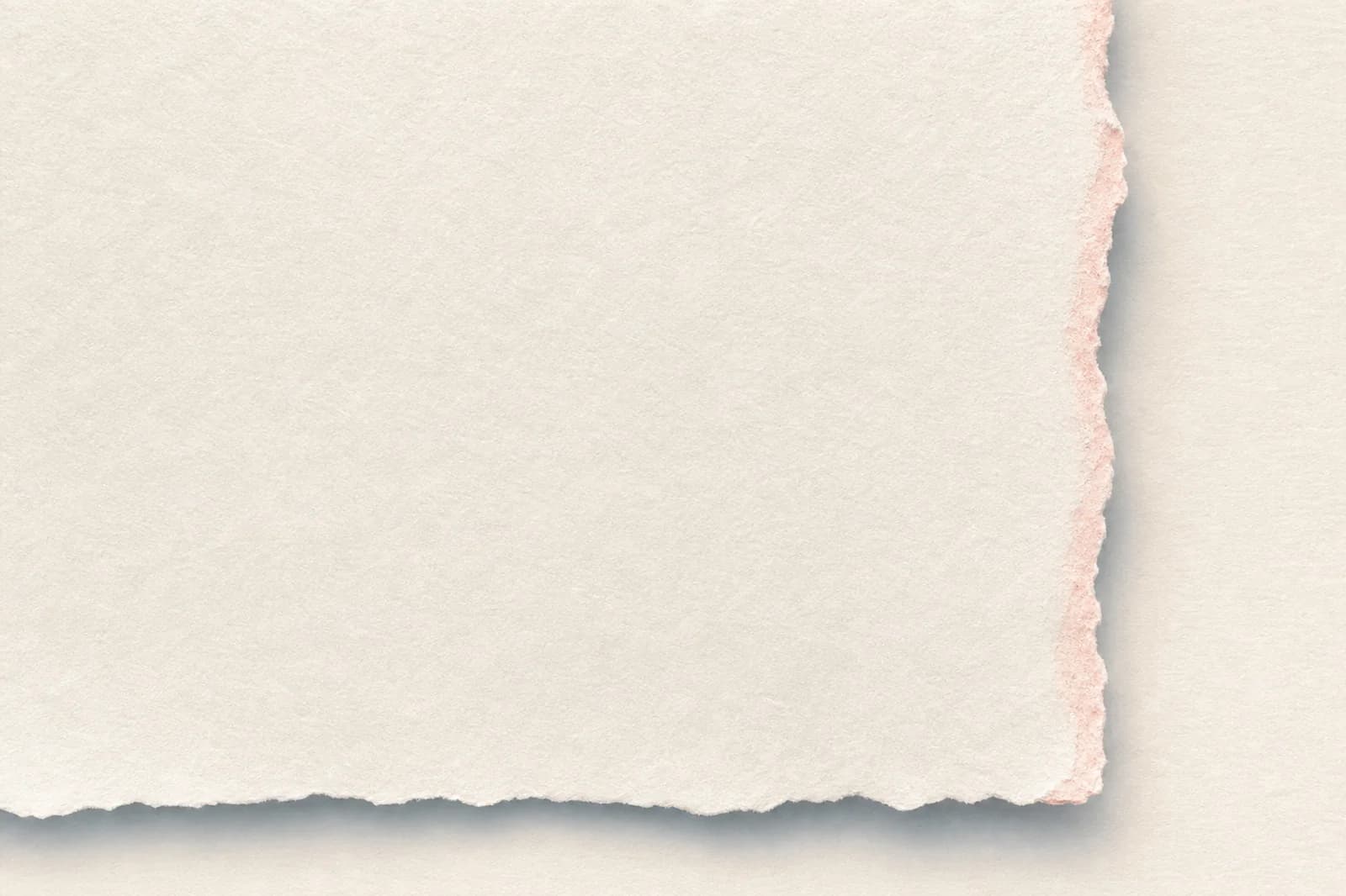 Premium light paper website background with a deckled pearl edge, blue-grey shadow, and subtle blush detail