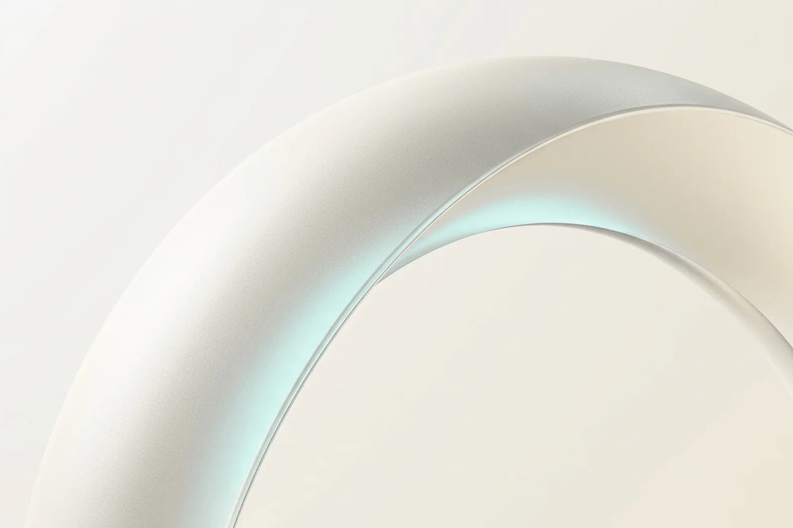 Premium light abstract background with shell silver arc, aqua reflection, and quiet polished depth