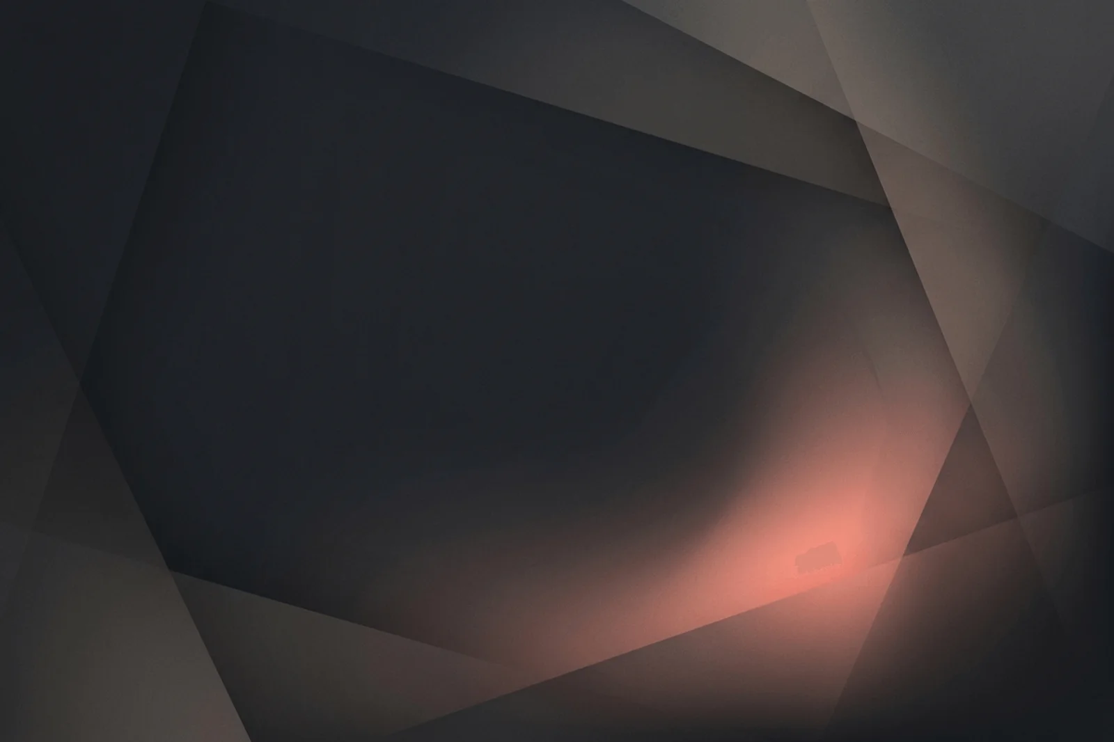 Dark slate abstract background with coral shadow, geometric depth, and refined web-section contrast