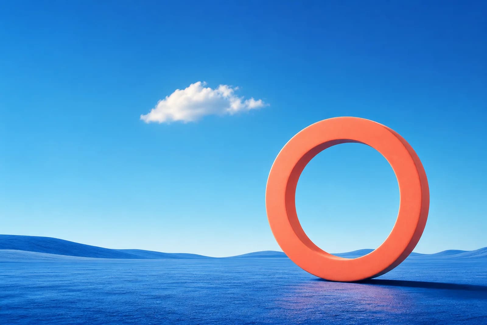 Premium surreal background with a coral portal in an ultramarine landscape and open sky for a headline